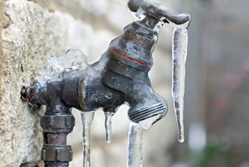 frozen outdoor faucet